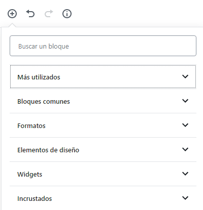 Tipos de bloques en el nuevo editor de WordPress