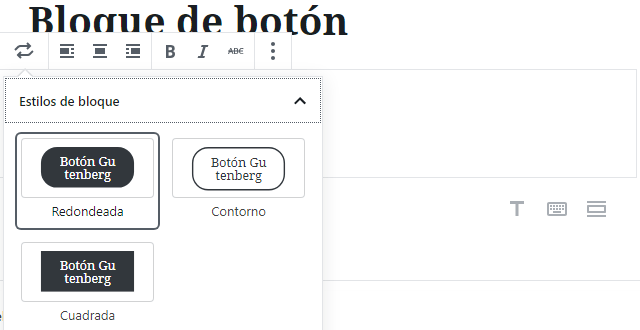 Bloque botón en Gutenberg