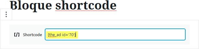 Bloque de Shortcode en Gutenberg