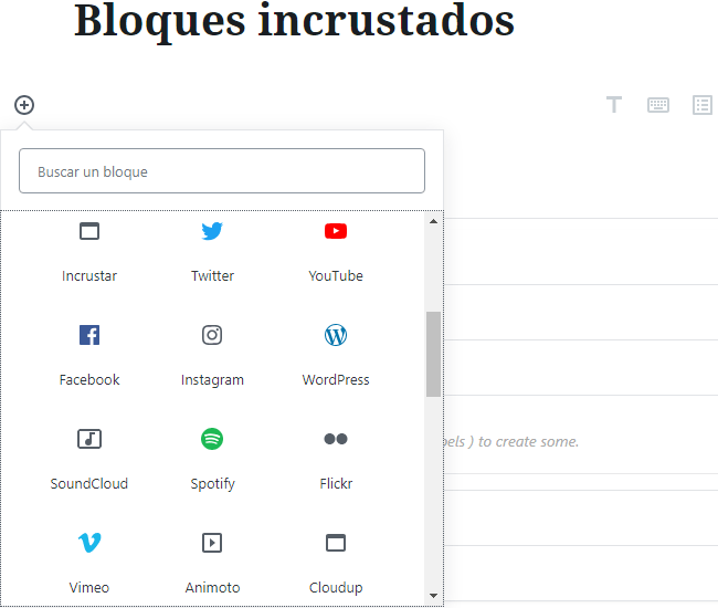 Bloque incrustados en Gutenberg